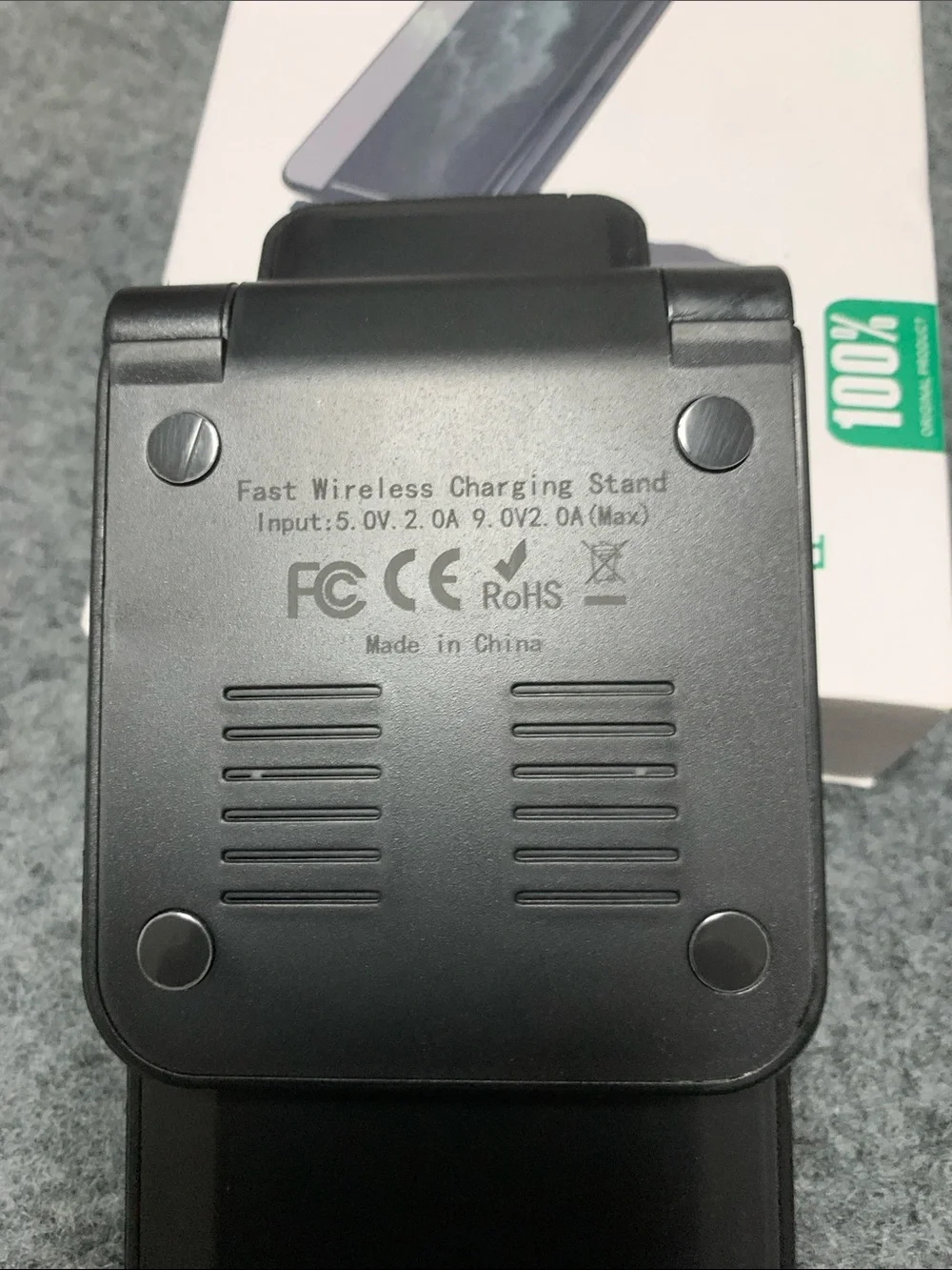 15W Dual-coil foldable wireless Fast Wireless Charging Stand - Black